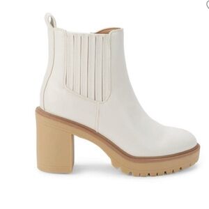 Used Dolce Vita Caster H2O Ivory Leather Platform Ankle Boots size 8.